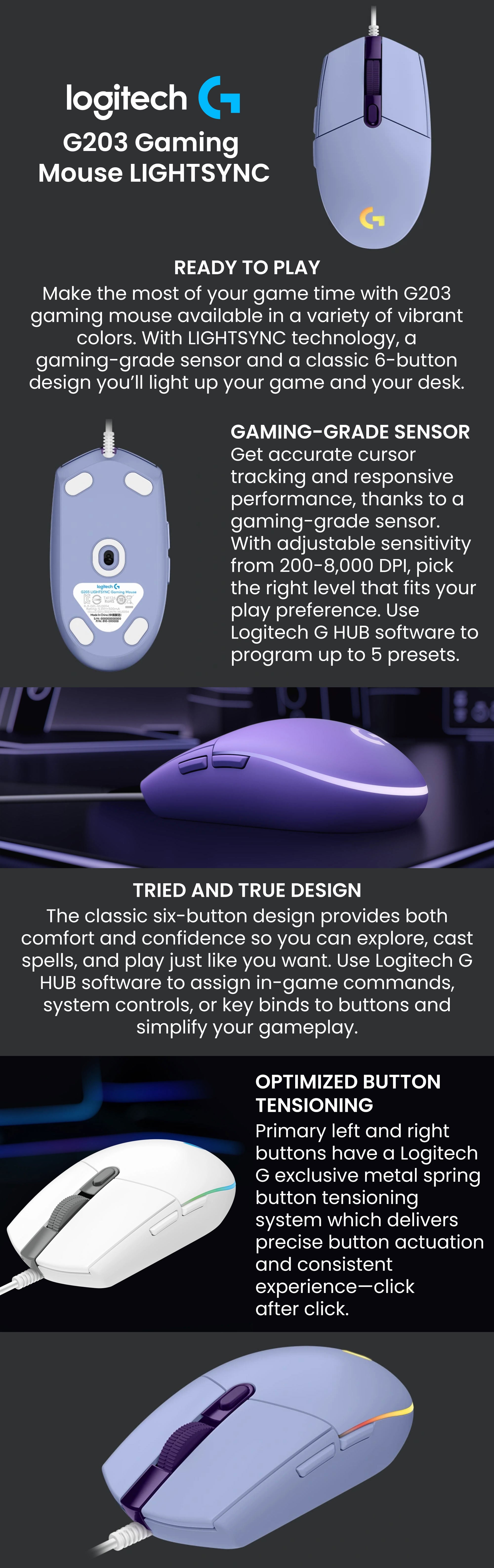 Logitech G203 LightSync Wired Gaming Mouse