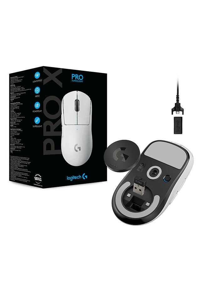 G PRO X SUPERLIGHT Wireless Gaming Mouse, Ultra-Lightweight, Hero 25K Sensor, 25,600 DPI, 5 Programmable Buttons, Long Battery Life, Compatible With PC/Mac - White