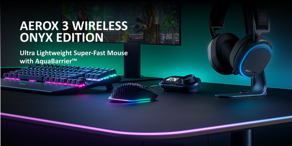 Aerox 3 Wireless - Super Light Gaming Mouse - 18,000 CPI TrueMove Air Optical Sensor - Ultra-lightweight 68g Water Resistant Design - 200 Hour Battery Life – Onyx