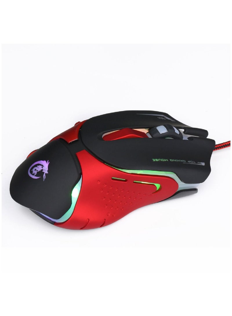 HXSJ Ergonomic Optical Professional Esport Gaming Mouse Mice Adjustable 3200 DPI Breathing LED Light 6 Buttons USB Wired for Laptop PC Computer