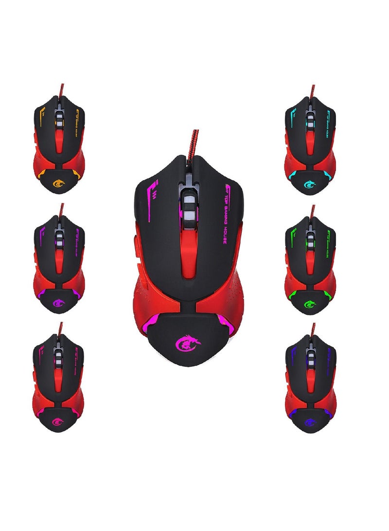 HXSJ Ergonomic Optical Professional Esport Gaming Mouse Mice Adjustable 3200 DPI Breathing LED Light 6 Buttons USB Wired for Laptop PC Computer