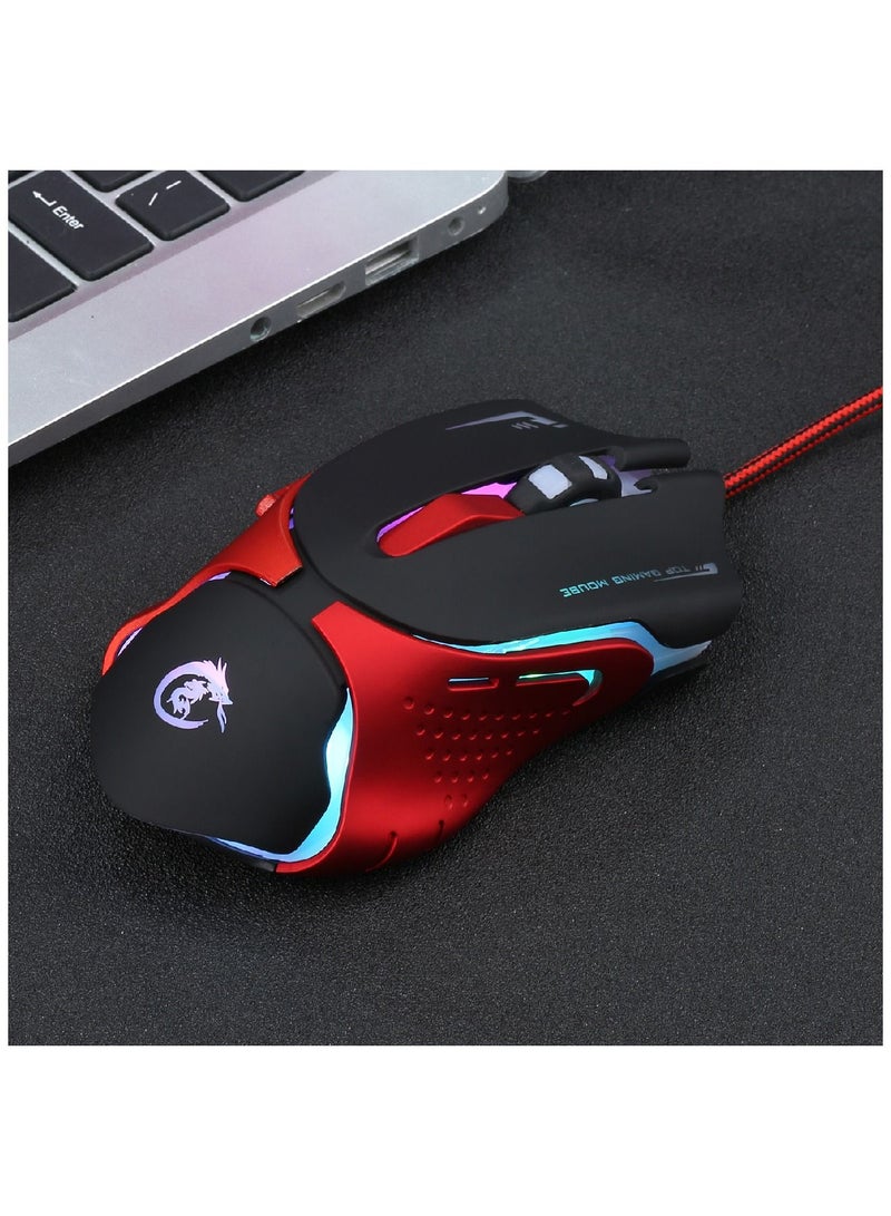 HXSJ Ergonomic Optical Professional Esport Gaming Mouse Mice Adjustable 3200 DPI Breathing LED Light 6 Buttons USB Wired for Laptop PC Computer