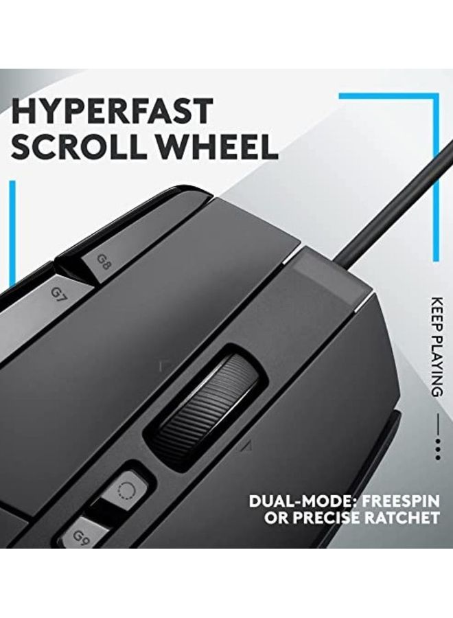 Logitech G502 X Wired Gaming Mouse - LIGHTFORCE hybrid optical-mechanical primary switches, HERO 25K gaming sensor, compatible with PC - macOS/Windows - Black