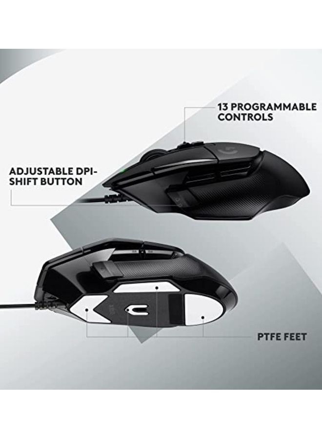 Logitech G502 X Wired Gaming Mouse - LIGHTFORCE hybrid optical-mechanical primary switches, HERO 25K gaming sensor, compatible with PC - macOS/Windows - Black