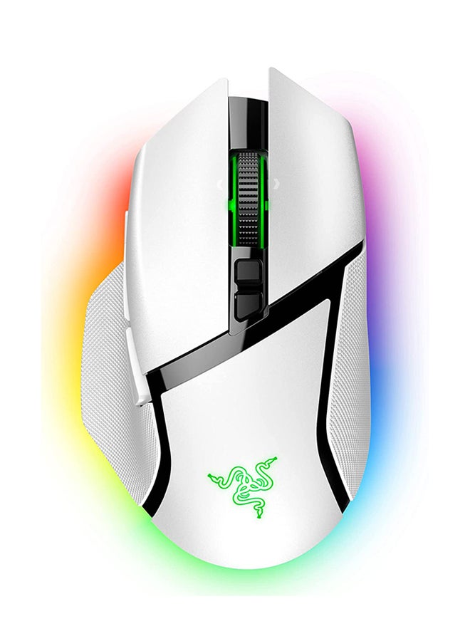 Basilisk V3 Pro USB Wireless Optical Gaming Mouse, 30K DPI Optical Sensor, Chroma RGB Lighting, HyperScroll Tilt Wheel, 750 IPS Speed, 11 Programmable Buttons, White | RZ01-04620200-R3G1