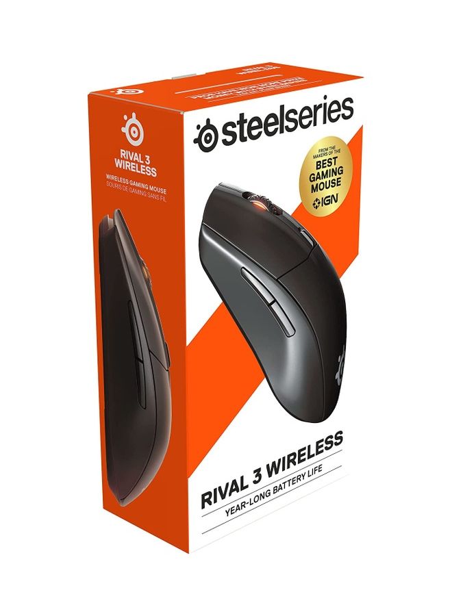 Rival 3 Wireless Gaming Mouse, 18,000 Cpi TrueMove Air Optical Gaming Sensor, Dual 2.4 GHz And Bluetooth 5.0 Connectivity, 400+ Hour Battery Life, 60 Million Clicks, Black | 62521