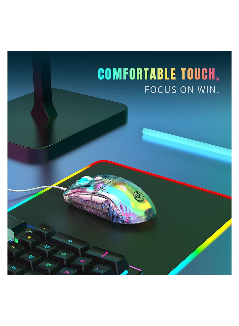 X400 Clear Gaming mouse Wired Transparent Gaming Mouse 12800DPI 6 Button Macro Programming