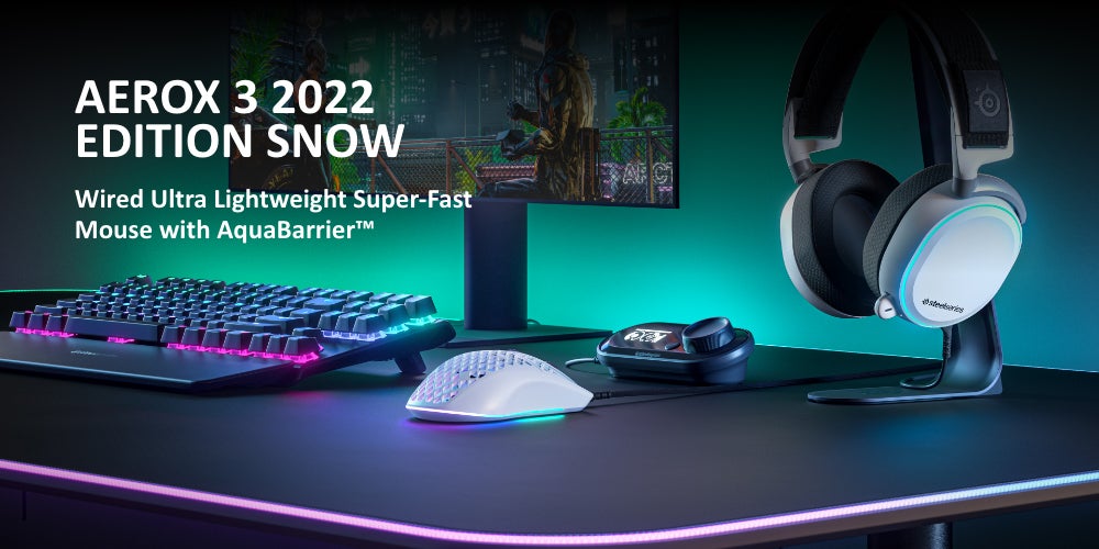 SteelSeries Aerox 3 (2022) - Super Light Gaming Mouse - 8,500 CPI TrueMove Core Optical Sensor - Ultra-lightweight, Water Resistant Design