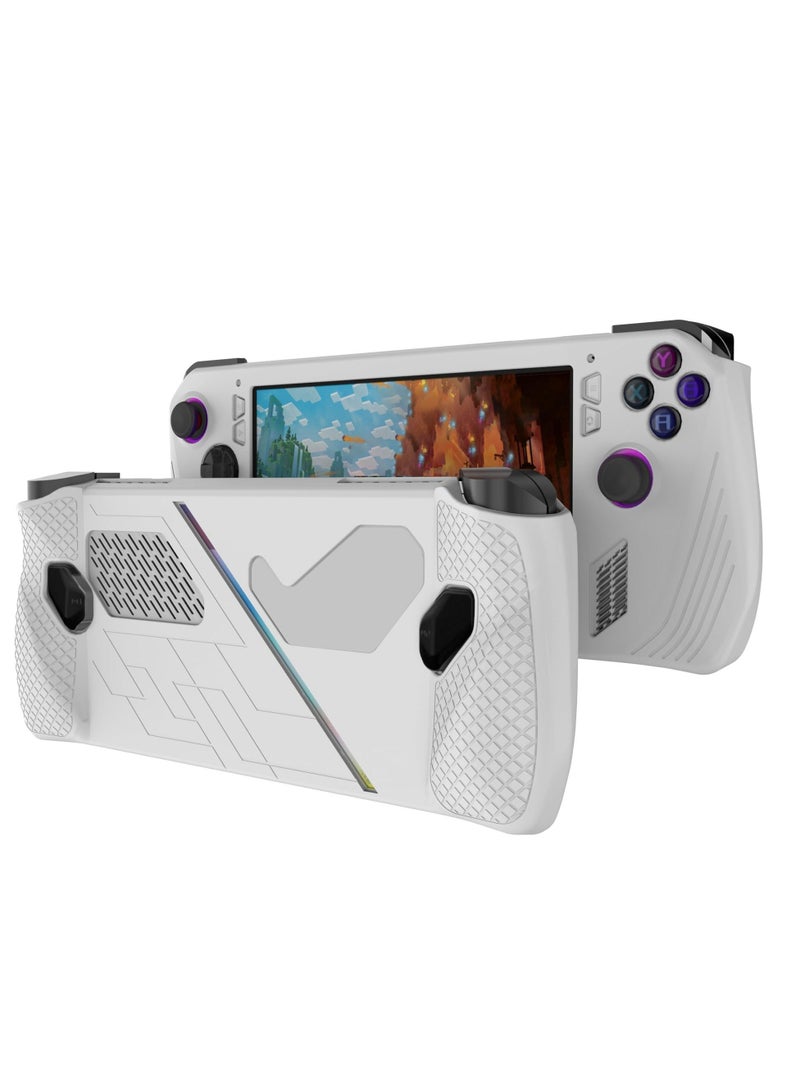 Protective Case for Rog Ally, Silicone with Kickstand, Compitable ROG Ally Gaming Handheld, Cover Skin Shock-Absorption and Anti-Scratch, Anti-Slip (White)