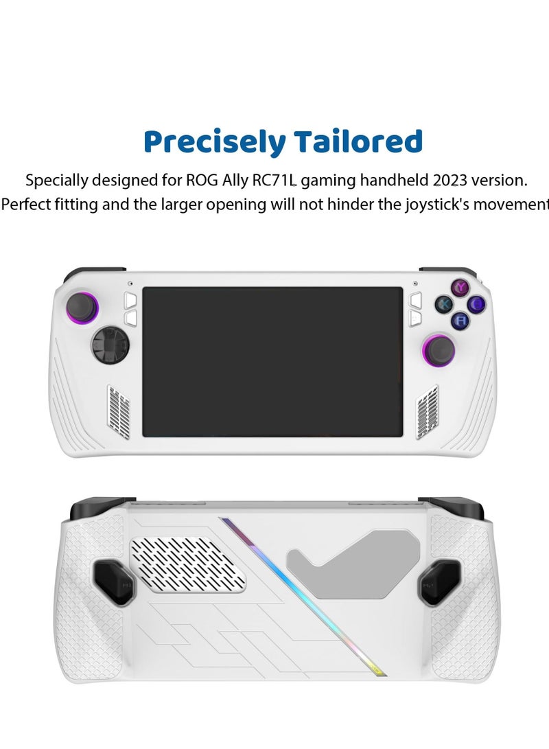 Protective Case for Rog Ally, Silicone with Kickstand, Compitable ROG Ally Gaming Handheld, Cover Skin Shock-Absorption and Anti-Scratch, Anti-Slip (White)