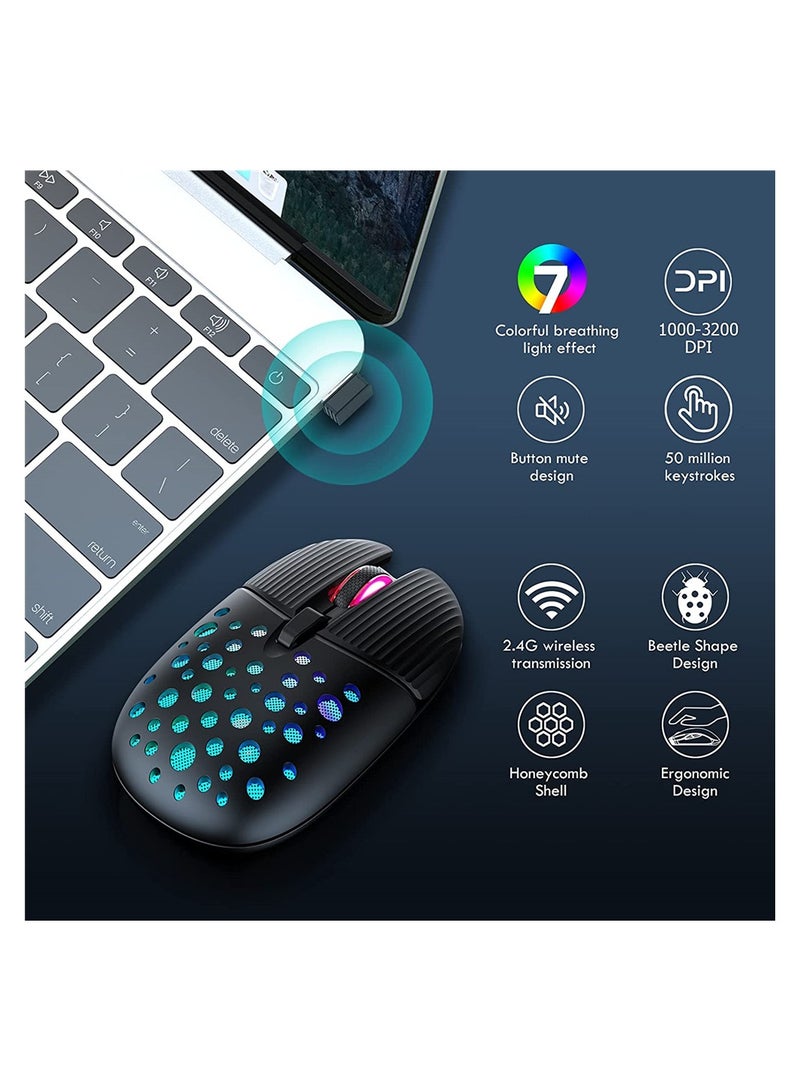 Wireless Gaming Mouse Portable Computer Mouse Cellular Housing Replaceable LED Color Ergonomic Optical Gaming Mouse