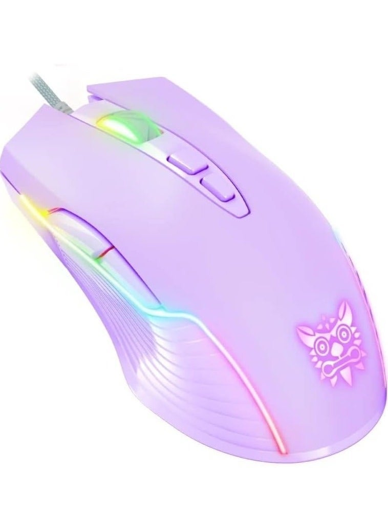 RGB 6400 DPI Wired Gaming Mouse Breathing LED Optical USB 7 Buttons Gamer Computer Pink Mice for Laptop PC Desktop