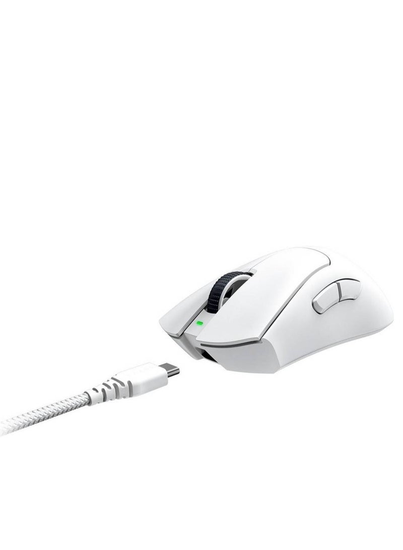 Deathadder V3 Pro Gaming Mouse, Focus Pro 3K Optical Sensor, 30000 Max DPI Sensitivity, Optical Mouse Switches Gen-3, 5 Programmable Buttons, 100% PTFE Feet, White | RZ01-04630200-R3G1