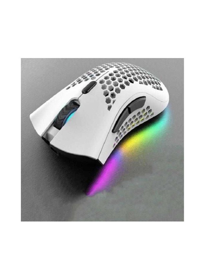 BM600 Wireless Lightweight Gaming Mouse,2.4G Wireless Rechargeable Computer Mouse with Honeycomb Shell, USB Receiver, Adjustable DPI, Ergonomic RGB Gamer Mice for PC Mac Gamer