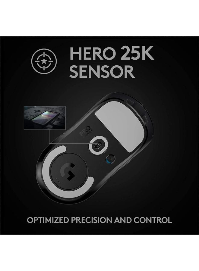 G PRO X Superlight Wireless Gaming Mouse, HERO 25K Sensor, Ultra-light with 63g, 5 Programmable Buttons, 70 hours Battery Life, Zero Additive PTFE Feet, PC/Mac Black