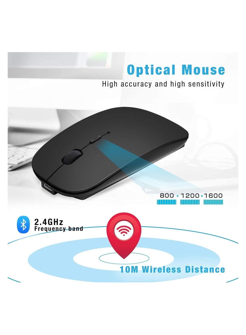 Rechargeable Wireless Mouse, 2.4GHz Slim Silent Click Wireless Optical Mouse, Long Range Wireless Mouse for Laptop & PC, Compatible with Mac, MacBook Pro & MacBook Air etc