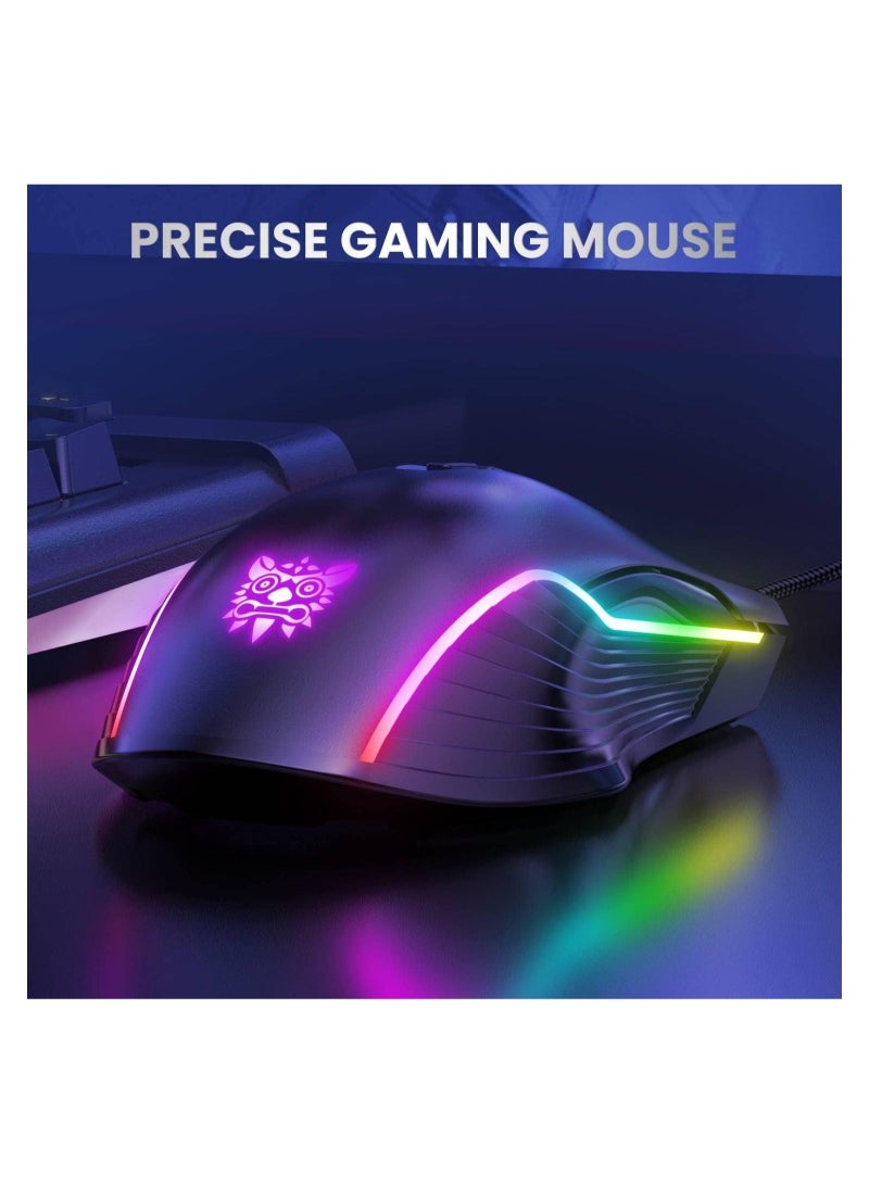 RGB 6400 DPI Wired Gaming Mouse Breathing LED Optical USB 7 Buttons Gamer Computer Pink Mice for Laptop PC Desktop