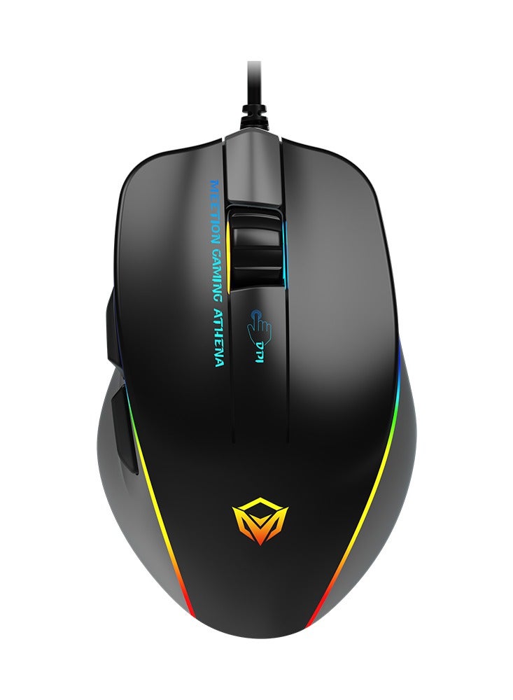 GM230 Gaming Mouse Lightweight High-Performance Wired Gaming Mouse 12800 DPI Adjustable Wired RGB Lighting Mechanical Switches with 5 Buttons Ergonomic Design On-Board Memory Classic Black