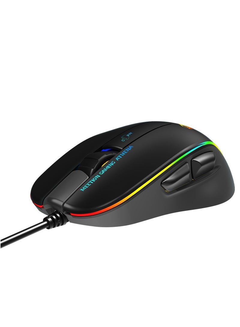 GM230 Gaming Mouse Lightweight High-Performance Wired Gaming Mouse 12800 DPI Adjustable Wired RGB Lighting Mechanical Switches with 5 Buttons Ergonomic Design On-Board Memory Classic Black