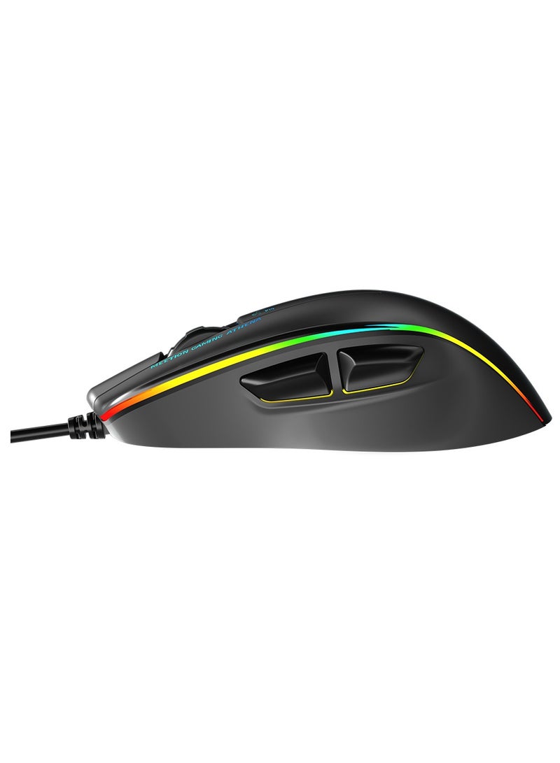 GM230 Gaming Mouse Lightweight High-Performance Wired Gaming Mouse 12800 DPI Adjustable Wired RGB Lighting Mechanical Switches with 5 Buttons Ergonomic Design On-Board Memory Classic Black