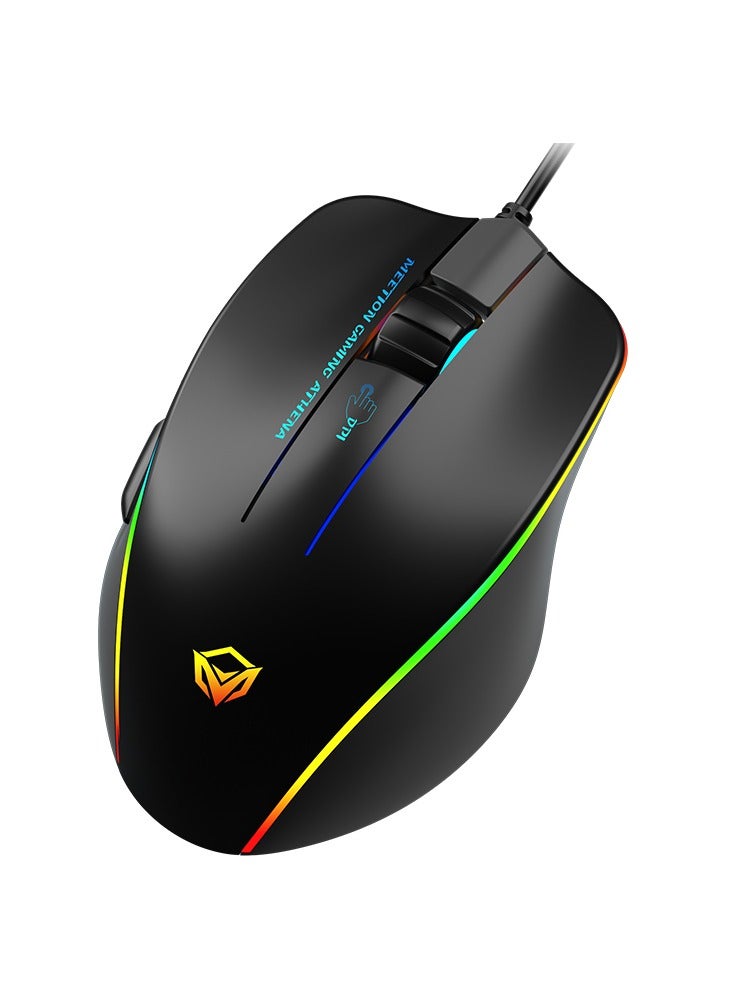 GM230 Gaming Mouse Lightweight High-Performance Wired Gaming Mouse 12800 DPI Adjustable Wired RGB Lighting Mechanical Switches with 5 Buttons Ergonomic Design On-Board Memory Classic Black