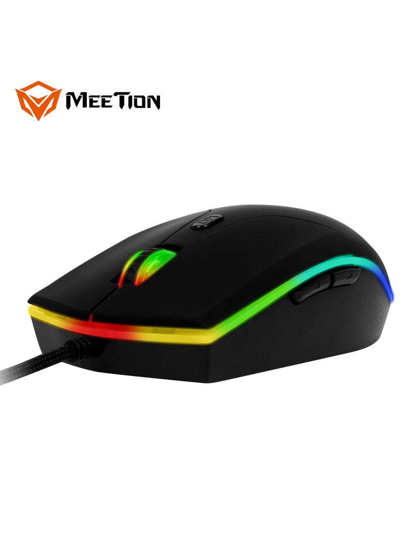 GM21 Polychromatic Professional Gaming Mouse 6 Button Scroll Wheel Light RGB Gaming Mouse 12000 DPI Adjustable Wired RGB Gaming For PC & Laptop Black