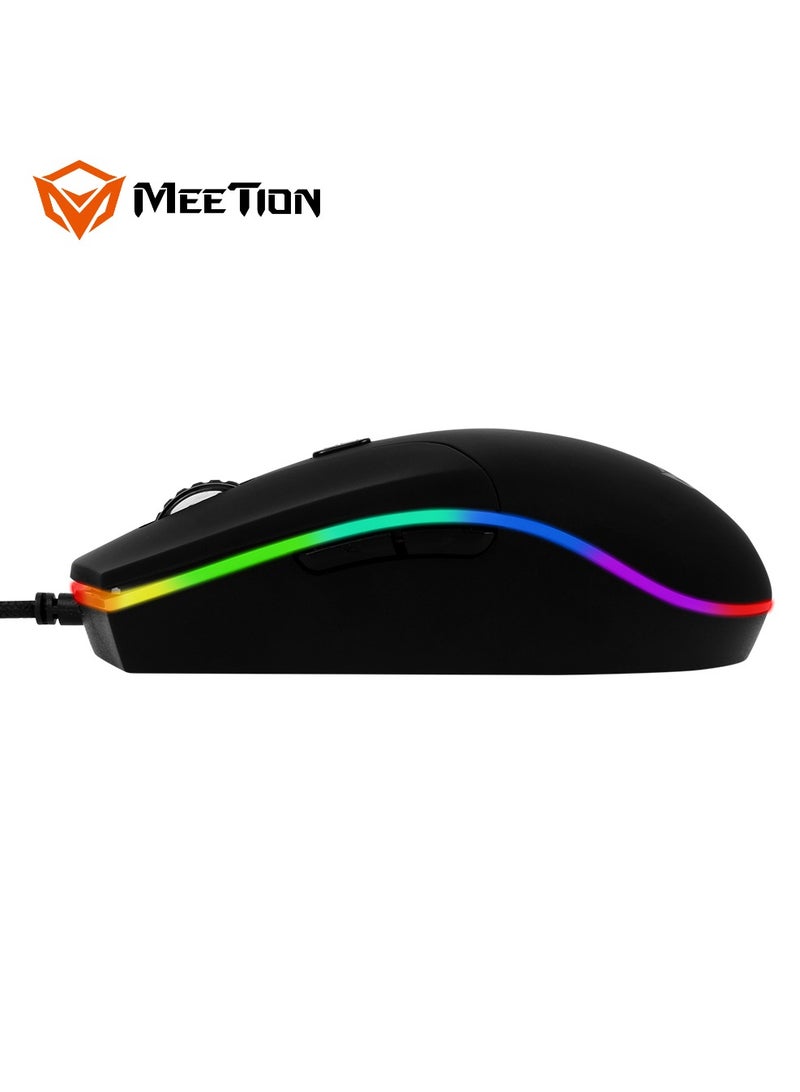 GM21 Polychromatic Professional Gaming Mouse 6 Button Scroll Wheel Light RGB Gaming Mouse 12000 DPI Adjustable Wired RGB Gaming For PC & Laptop Black