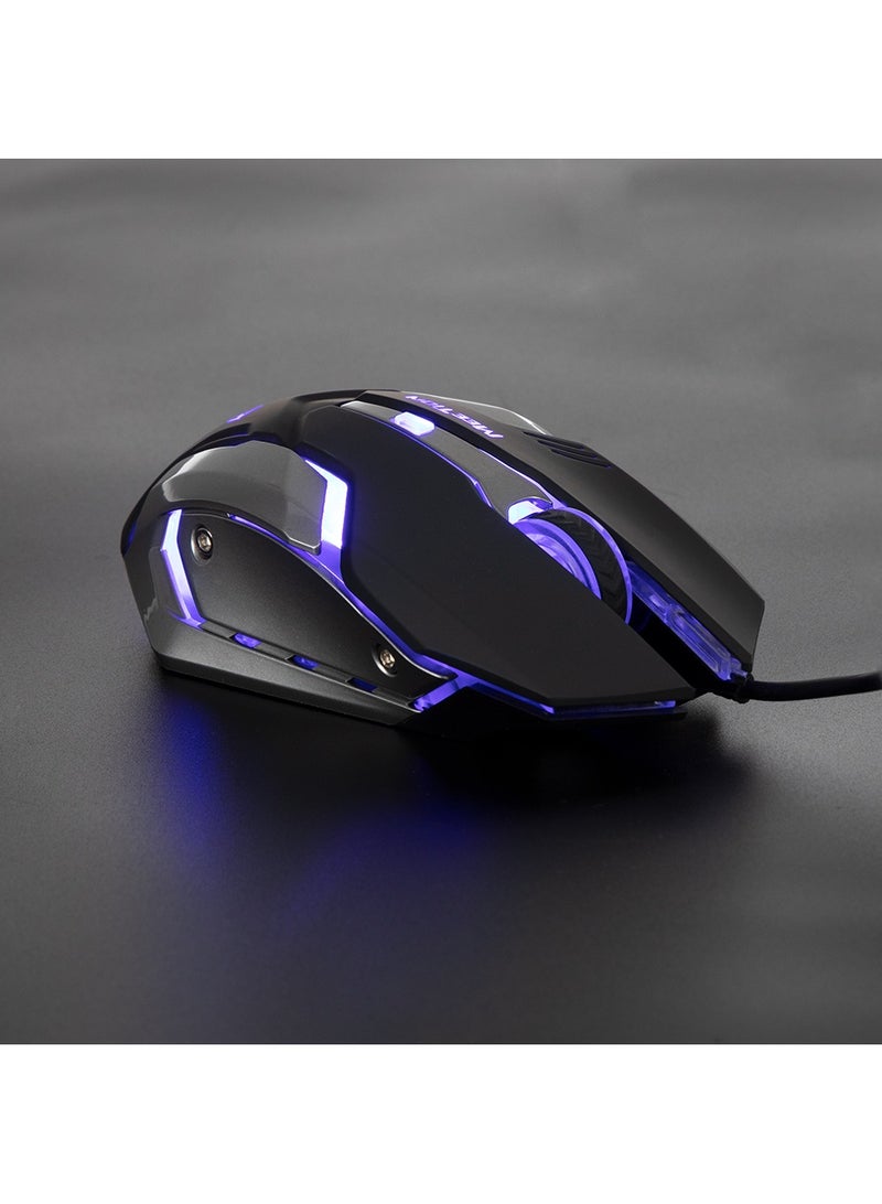 M915 USB Wired Mouse Black - High Precision, Smooth Anti-Skid Scroller, 2400 DPI Optical Sensor, Ergonomic Design, LED Backlit, 1.50m Cable