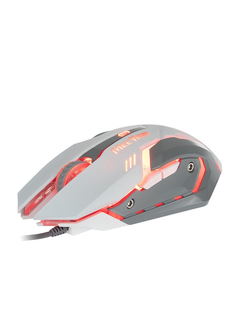 M915 USB Wired Mouse White- High Precision, Smooth Anti-Skid Scroller, 2400 DPI Optical Sensor, Ergonomic Design, LED Backlit, 1.50m Cable