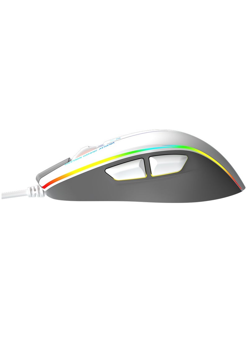 GM230 Gaming Mouse Lightweight High-Performance Wired Gaming Mouse 12800 DPI Adjustable Wired RGB Lighting Mechanical Switches with 5 Buttons Ergonomic Design On-Board Memory Classic White