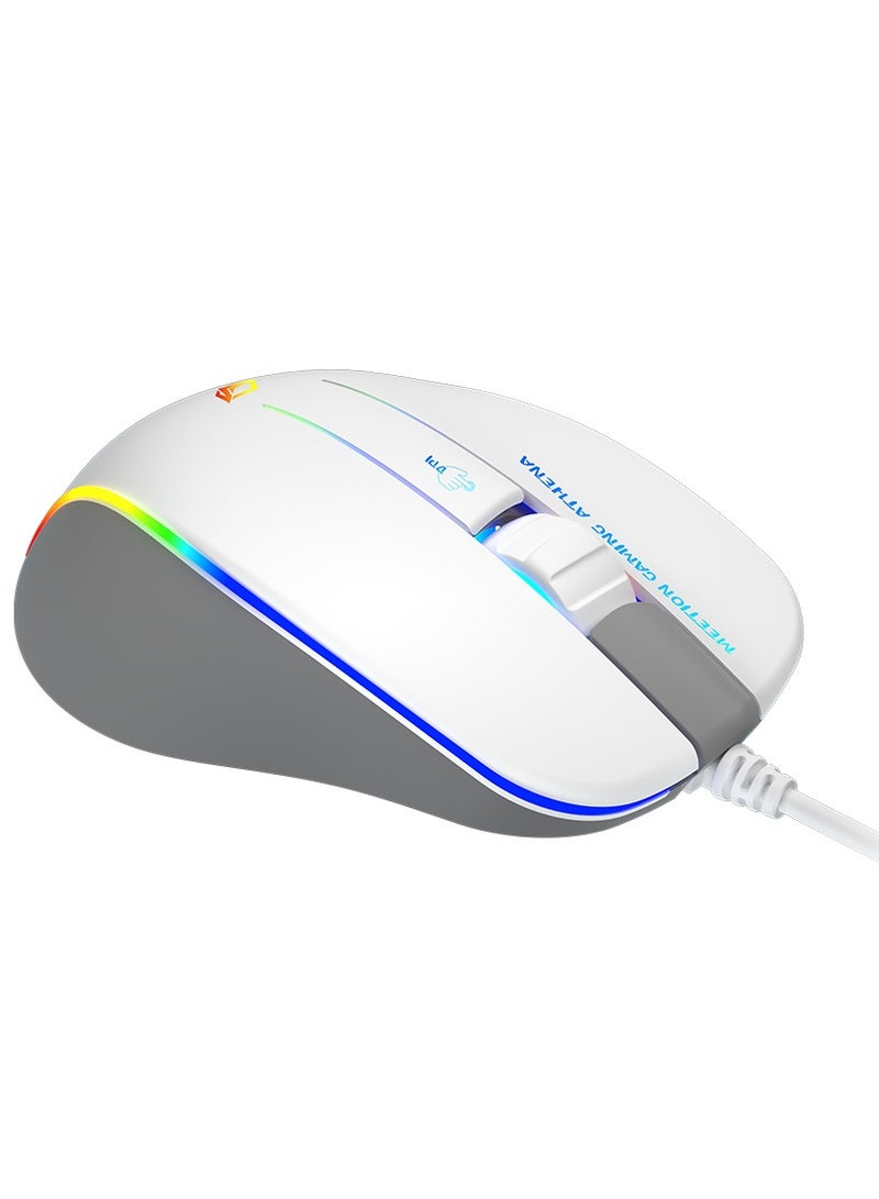 GM230 Gaming Mouse Lightweight High-Performance Wired Gaming Mouse 12800 DPI Adjustable Wired RGB Lighting Mechanical Switches with 5 Buttons Ergonomic Design On-Board Memory Classic White