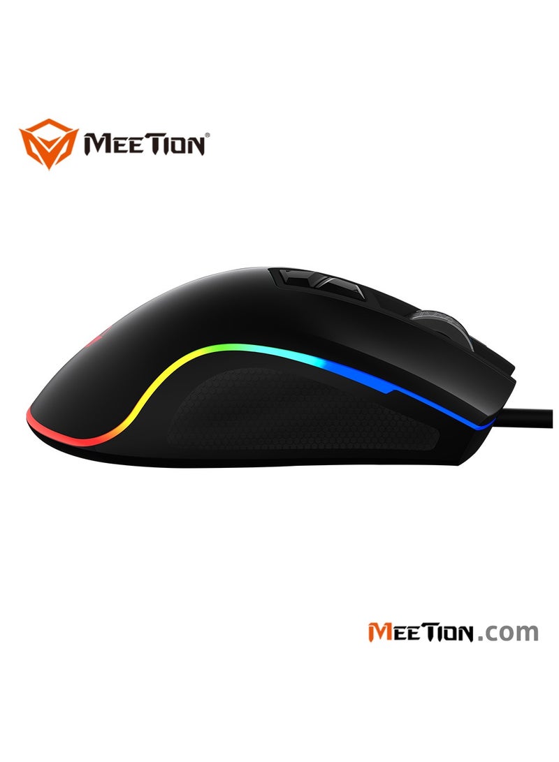 MT-G3330 High Performance Gaming Mouse Optical Wired Mouse with 8000 Adjustable DPI with RGB Light Weight Hyper Scroll Tilt Wheel Classic Black Back Lighting Elevate Your Gameplay Stylish