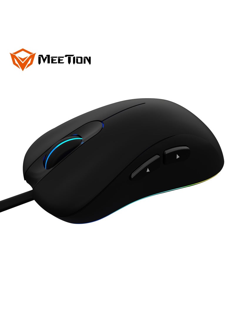 GM19 Professional Gaming Mouse Light RGB Gaming Mouse 12000 DPI Adjustable Wired RGB Gaming For PC & Laptop Black