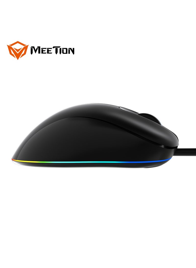 GM19 Professional Gaming Mouse Light RGB Gaming Mouse 12000 DPI Adjustable Wired RGB Gaming For PC & Laptop Black