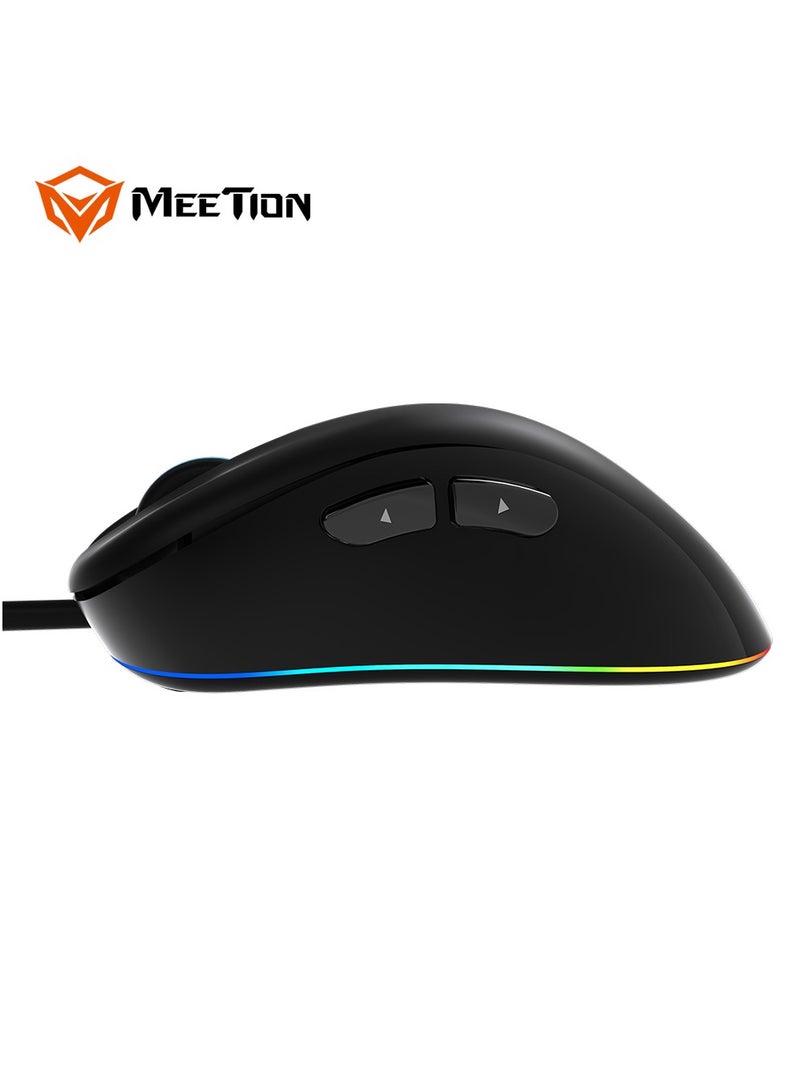 GM19 Professional Gaming Mouse Light RGB Gaming Mouse 12000 DPI Adjustable Wired RGB Gaming For PC & Laptop Black