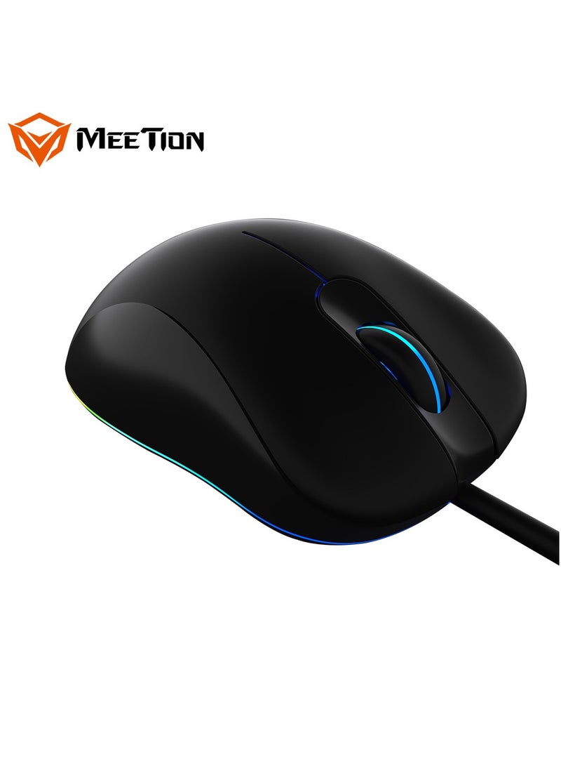 GM19 Professional Gaming Mouse Light RGB Gaming Mouse 12000 DPI Adjustable Wired RGB Gaming For PC & Laptop Black