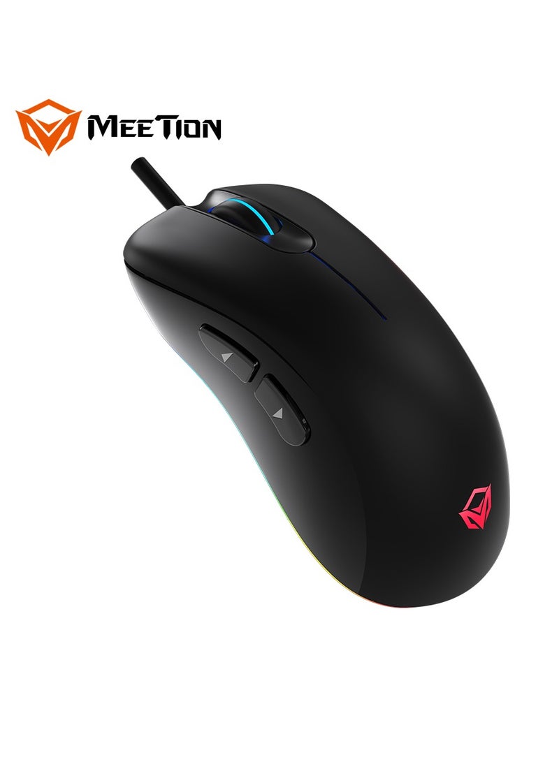 GM19 Professional Gaming Mouse Light RGB Gaming Mouse 12000 DPI Adjustable Wired RGB Gaming For PC & Laptop Black