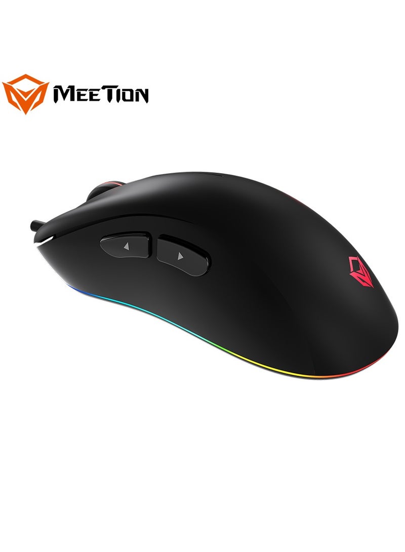 GM19 Professional Gaming Mouse Light RGB Gaming Mouse 12000 DPI Adjustable Wired RGB Gaming For PC & Laptop Black