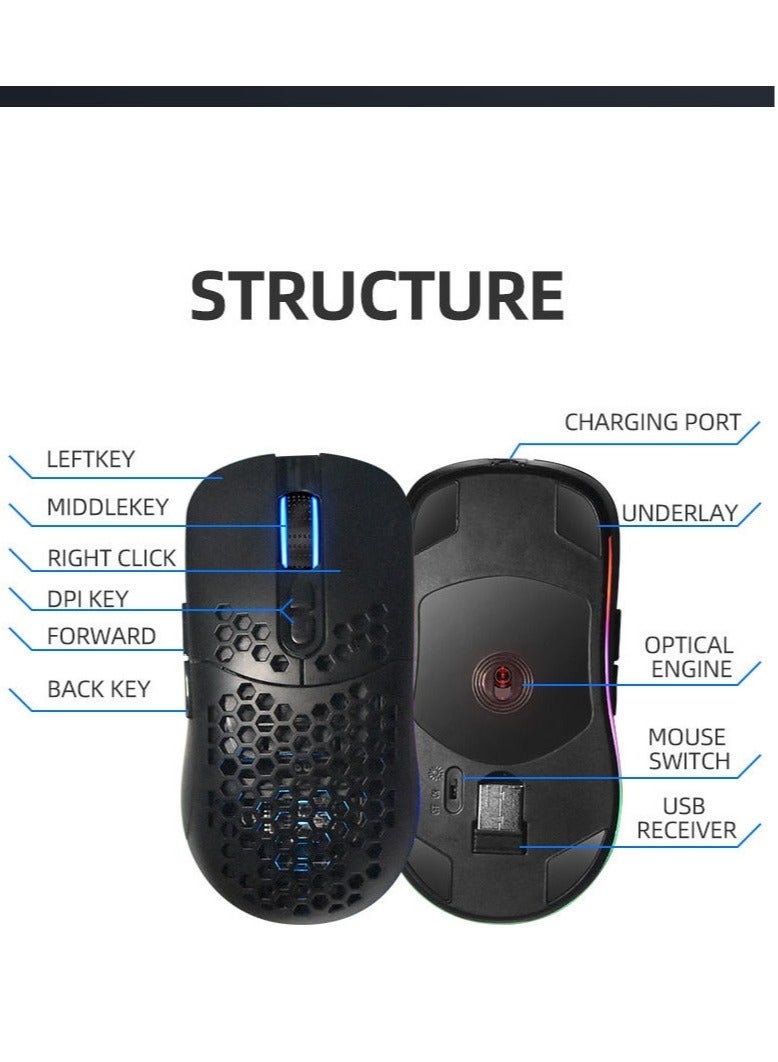 Wireless Bluetooth Dual-Mode Charging Mouse, RGB Light Mouse