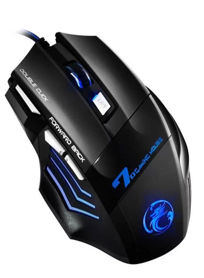 ENTWINO Gaming Mouse 7 Buttons RGB Light Sports Design For Laptops & PC iMiceX7 Braided Wired Optical Gaming Mouse