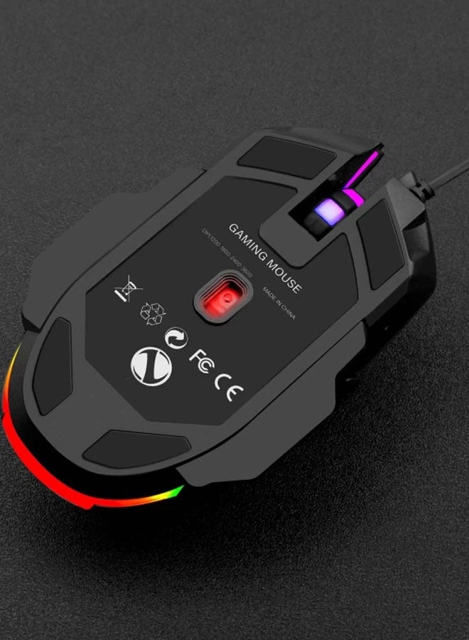 ENTWINO Mouse, Laptop Mouse, Computer Mouse, Wired USB Mouse, 6 buttons Optical Mouse With RGB Lights Wired Optical Mouse  (USB 2.0, Black)