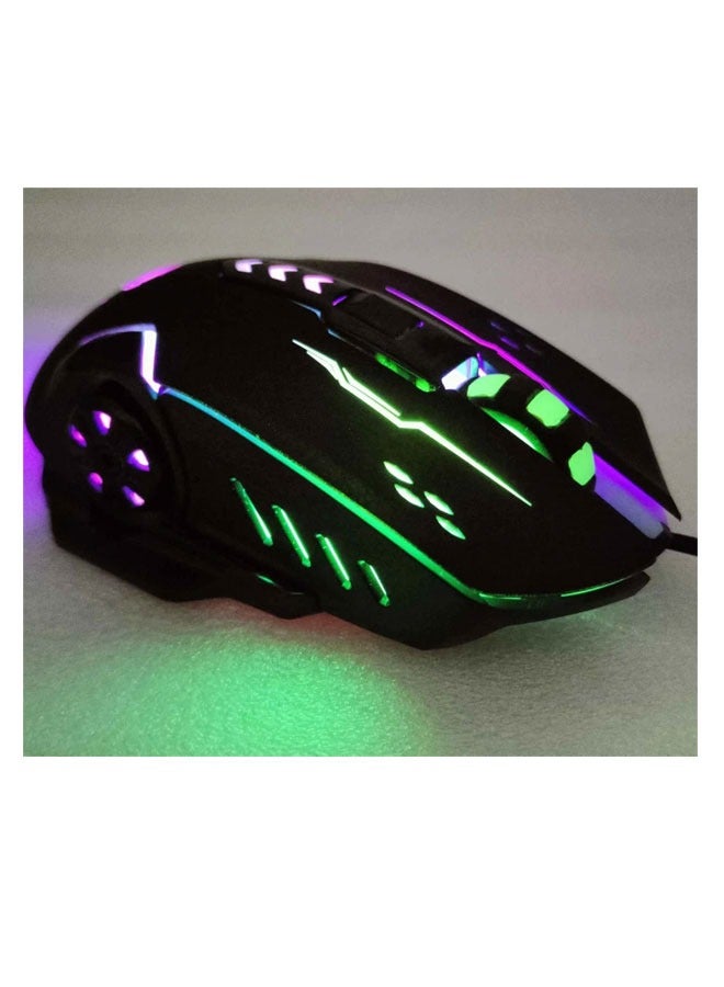 ENTWINO Mouse, Laptop Mouse, Computer Mouse, Wired USB Mouse, 6 buttons Optical Mouse With RGB Lights Wired Optical Mouse  (USB 2.0, Black)