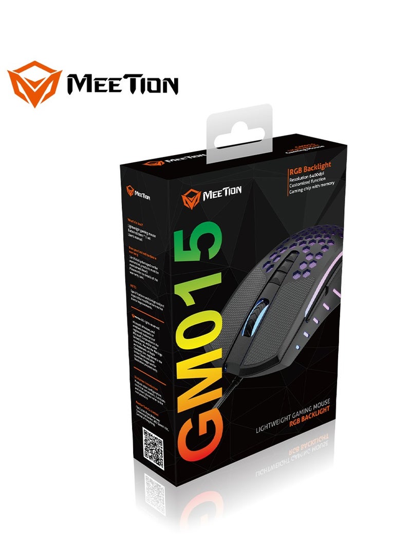 Meetion GM015 Honeycomb Wired RGB Gaming Mouse Black/Purple