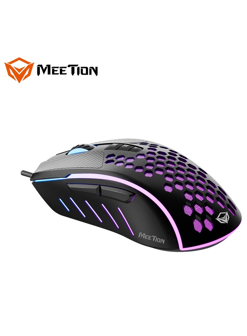 Meetion GM015 Honeycomb Wired RGB Gaming Mouse Black/Purple