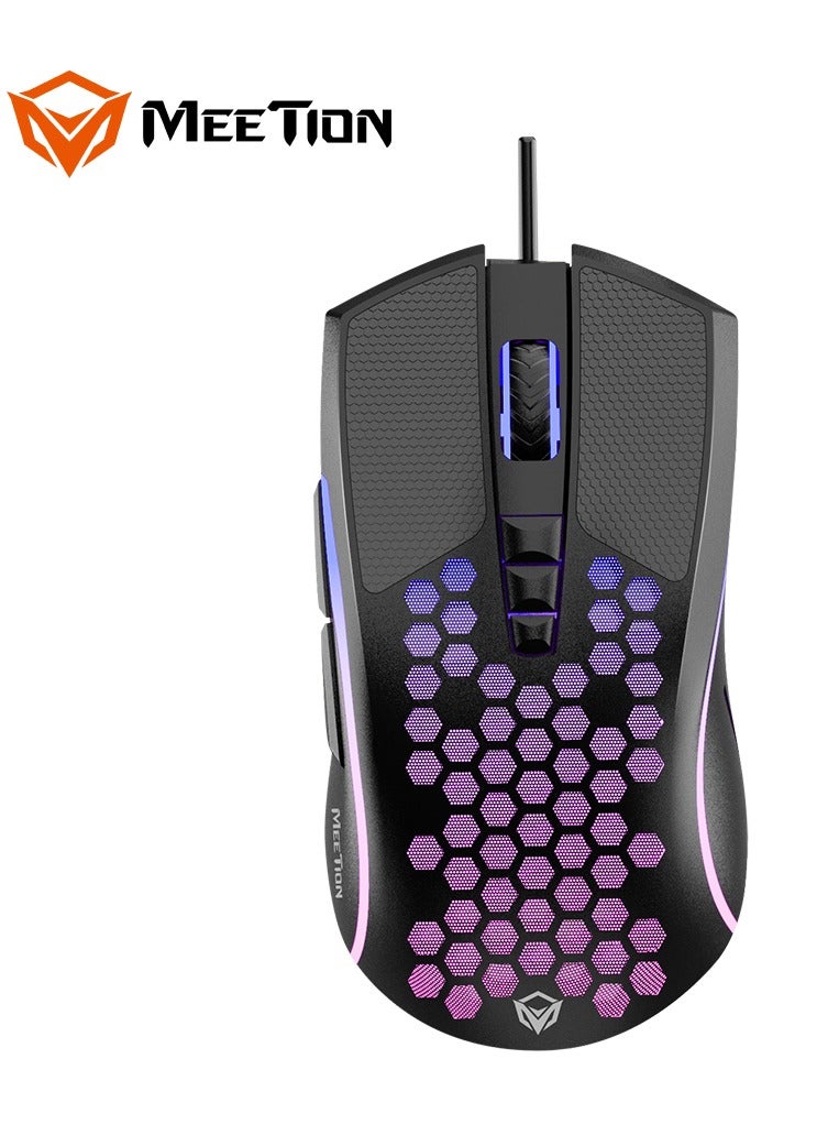 Meetion GM015 Honeycomb Wired RGB Gaming Mouse Black/Purple