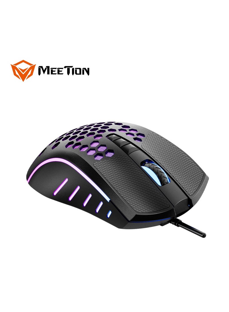 Meetion GM015 Honeycomb Wired RGB Gaming Mouse Black/Purple