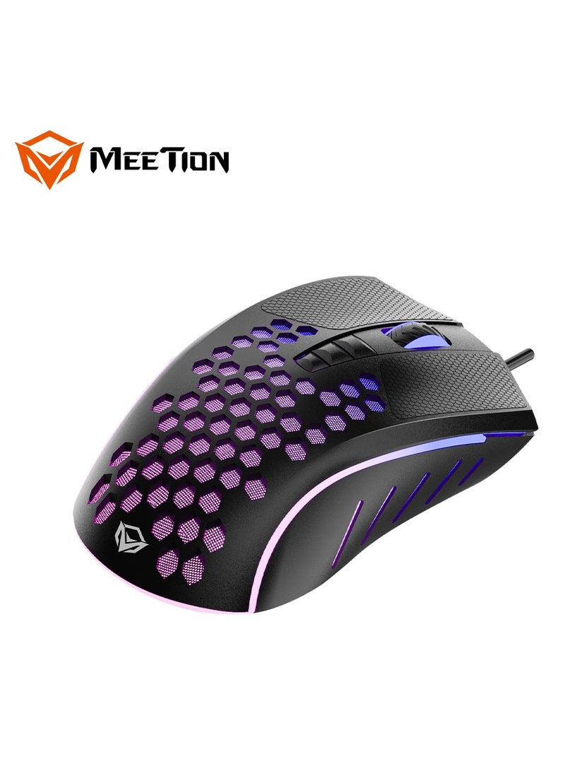 Meetion GM015 Honeycomb Wired RGB Gaming Mouse Black/Purple