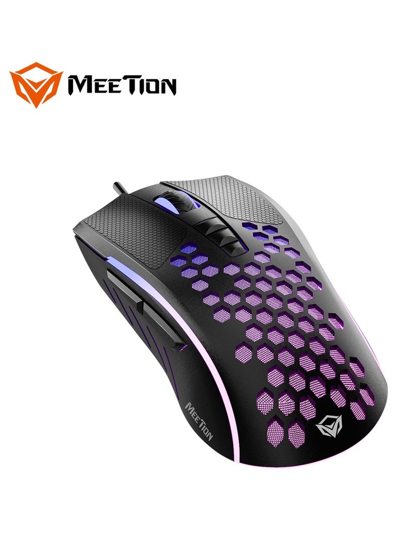 Meetion GM015 Honeycomb Wired RGB Gaming Mouse Black/Purple