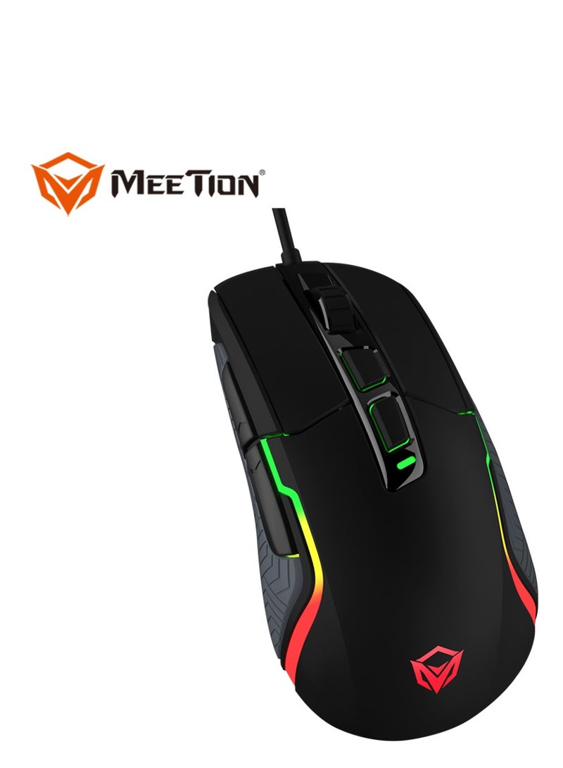 Meetion MT-G3360 High Performance Gaming Mouse Optical Wired Mouse with 12000 Adjustable DPI with RGB Light Weight Hyper Scroll Tilt Wheel Classic Black Back Lighting Elevate Your Gameplay Stylish