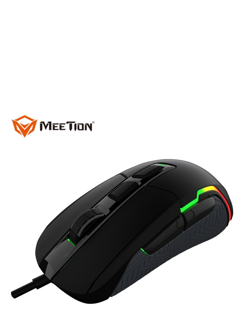 Meetion MT-G3360 High Performance Gaming Mouse Optical Wired Mouse with 12000 Adjustable DPI with RGB Light Weight Hyper Scroll Tilt Wheel Classic Black Back Lighting Elevate Your Gameplay Stylish